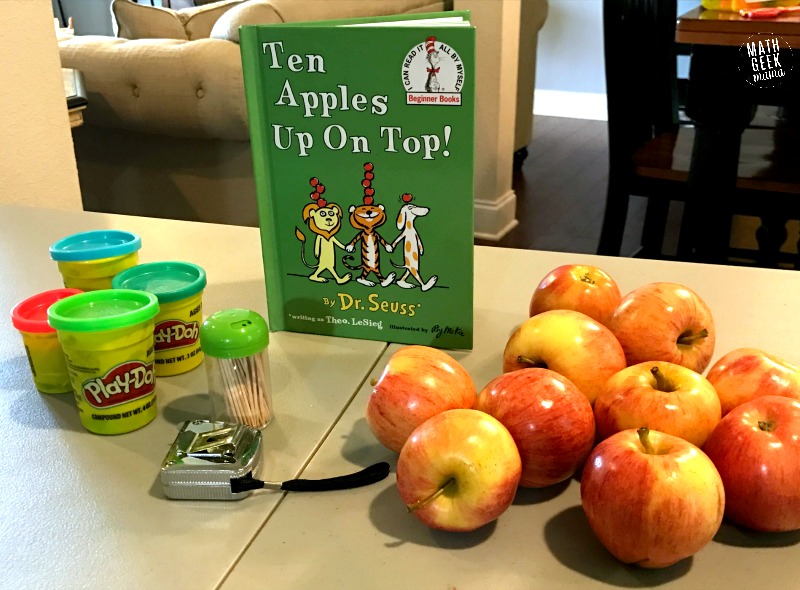 This fun apple STEM challenge will excite your kids. It's perfect for back to school or fall or to use along with the book, "Ten Apples Up On Top!"