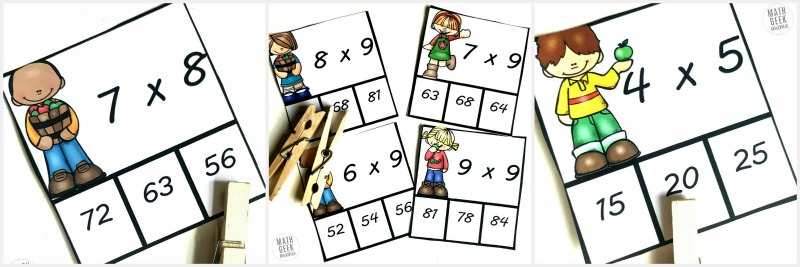 Looking for simple and low prep multiplication facts practice? These clip cards are great for a math center, for early finishers or for kids to practice at home with parents.