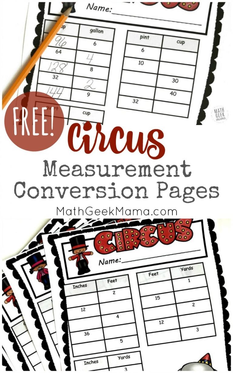 {FREE} Circus Themed Conversion Worksheets