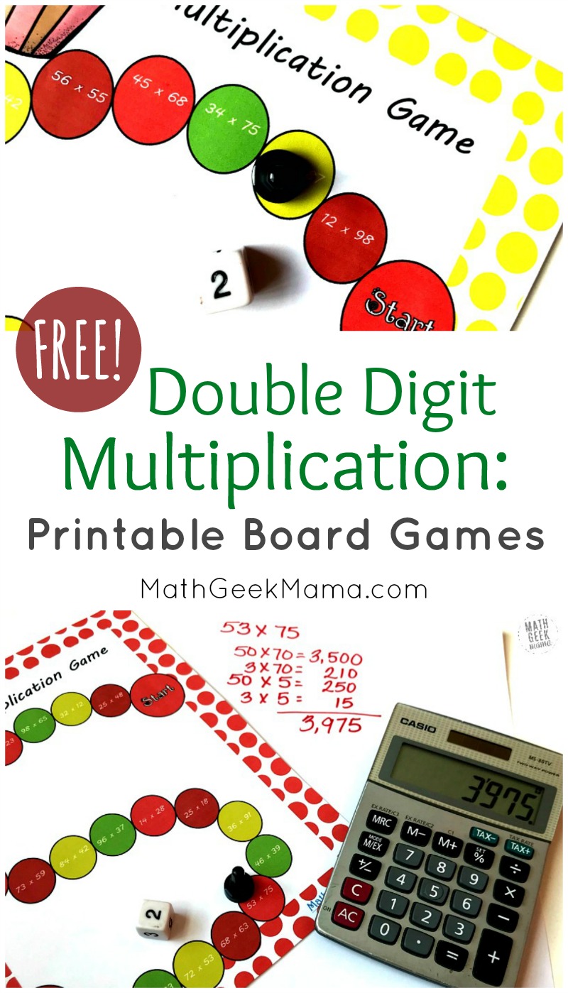 Need a fun and quick review of double digit multiplication? This set of 3 printable board games is an easy way for kids to get in some extra double digit multiplication practice. Plus, they're free and low-prep, making it a win-win!