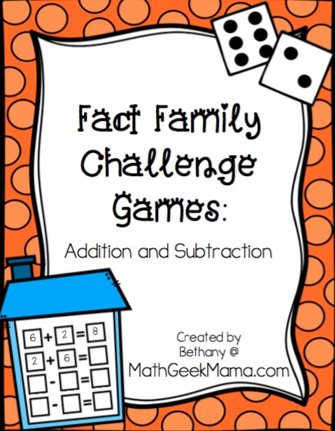 Help kids learn and explore addition and subtraction with these cute fact family game boards. There are so many variations, you can easily differentiate for individuals, small groups or play together as a class! Grab the whole set FREE from Math Geek Mama.