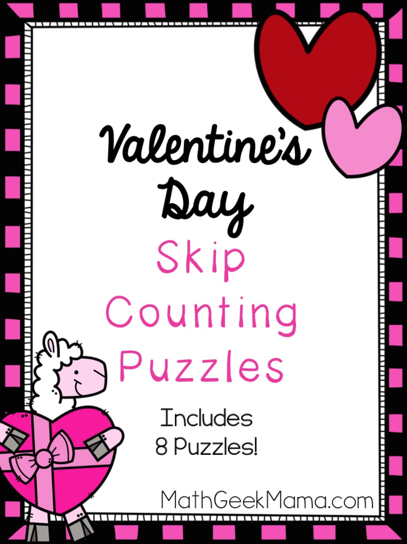 Practice skip counting and make a cute math craft at the same time! This set of Valentines Day math puzzles is the perfect way to introduce or practice skip counting with kids in grades K-2. 