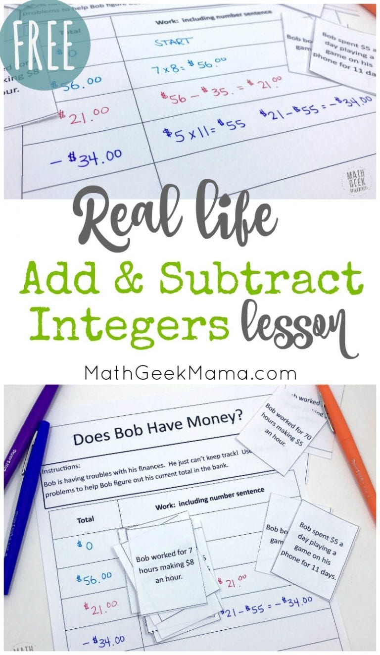 {FREE} Add & Subtract Integers: Real Life Lesson