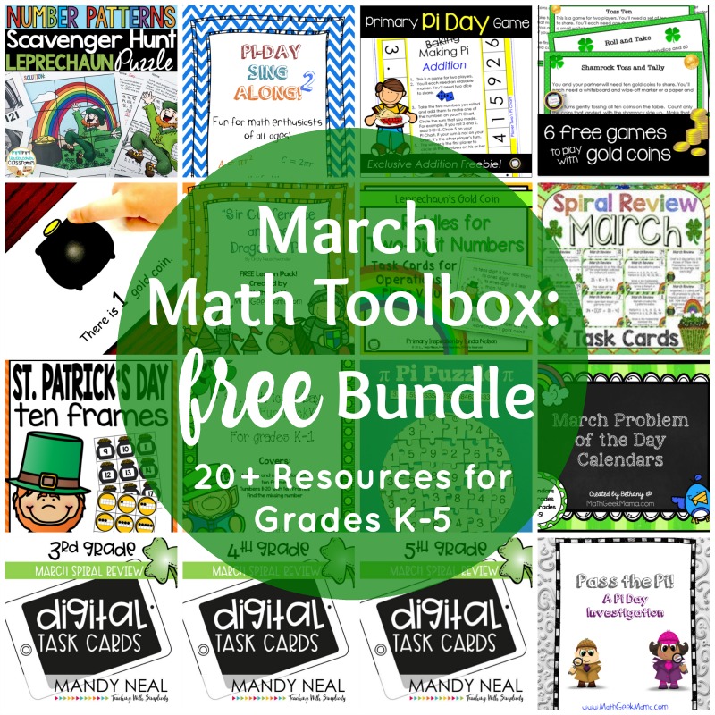 March math toolbox free bundle for grades K-5