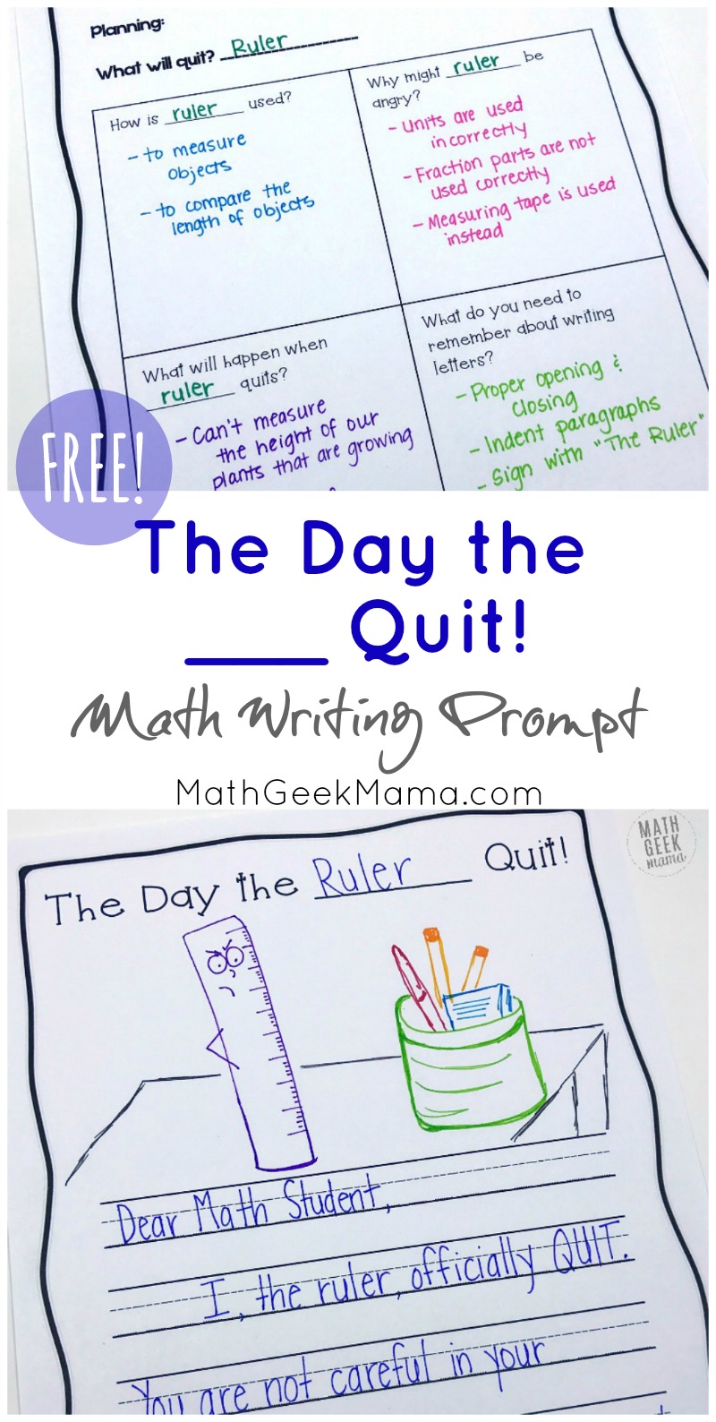 FREE} Creative Math Writing Prompt: The Day the __ Quit!