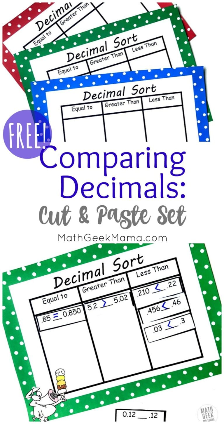 Compare Decimals Cut & Paste Sort {FREE!}