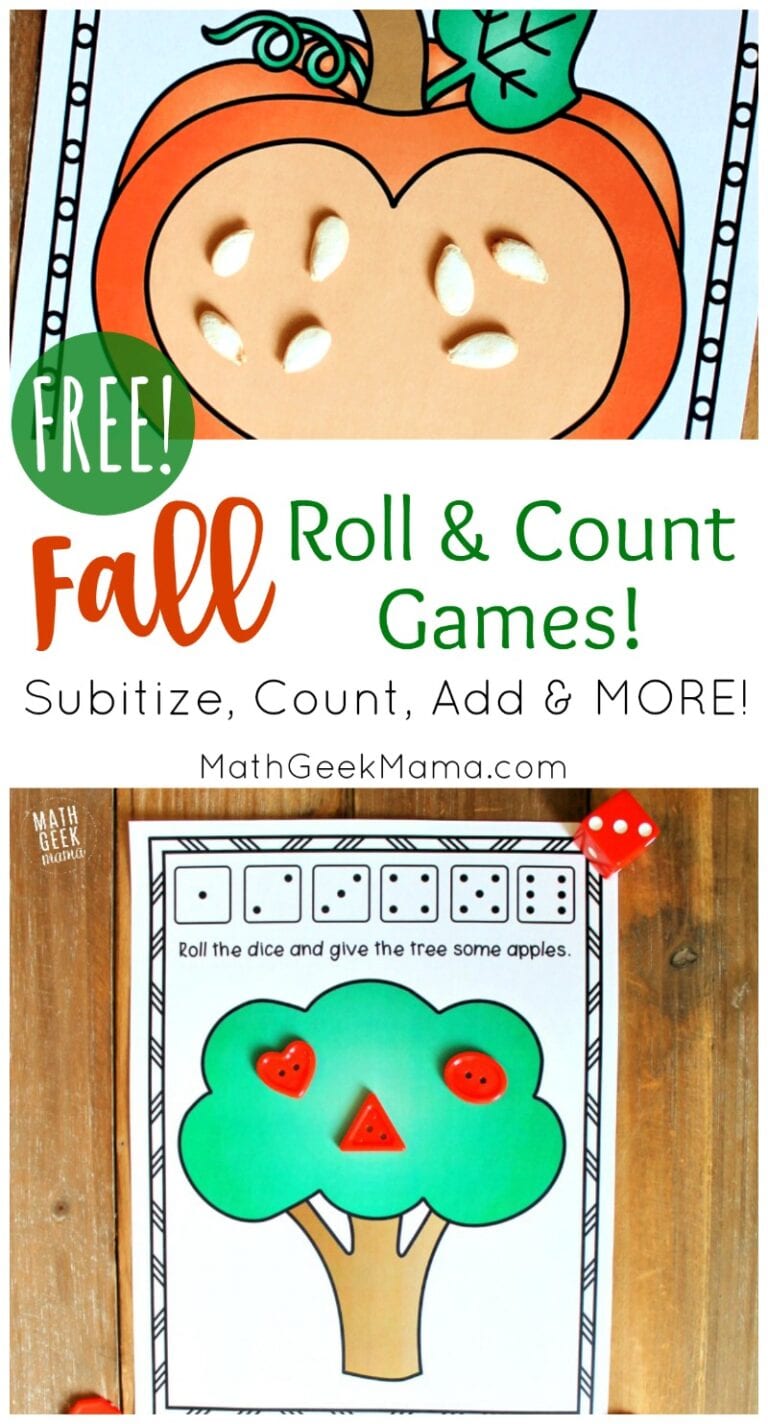 {FREE} Fall Roll & Count Games for Kids