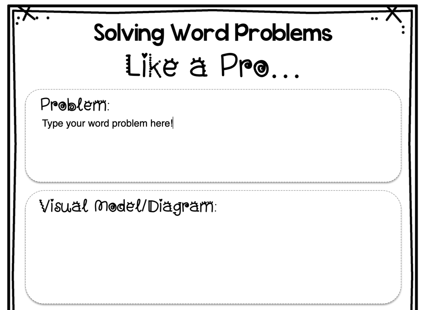 free editable word problem templates