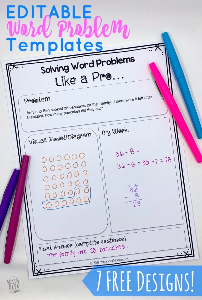 {FREE} Editable Word Problem Templates: Help Kids Make Sense of Word Problems