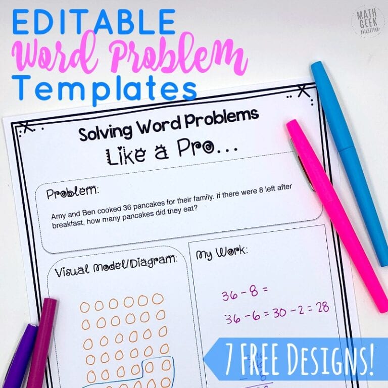 {FREE} Editable Word Problem Templates: Help Kids Make Sense of Word ...