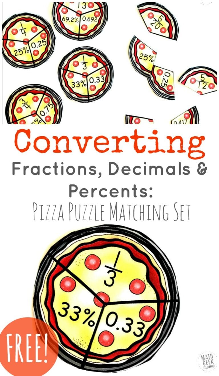Convert Fractions to Decimals & Percents: FREE Puzzles