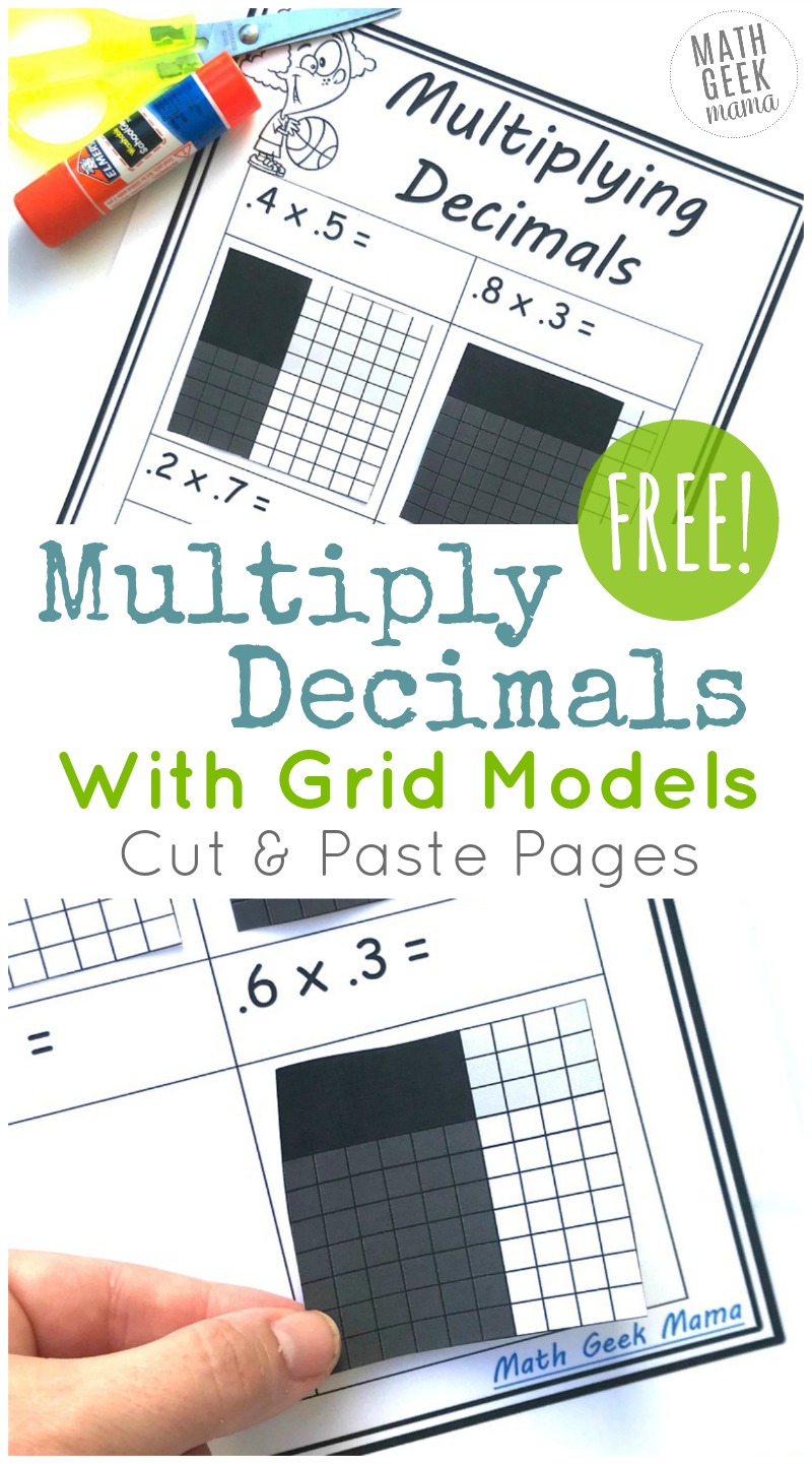 free multiply decimals with grids cut paste set