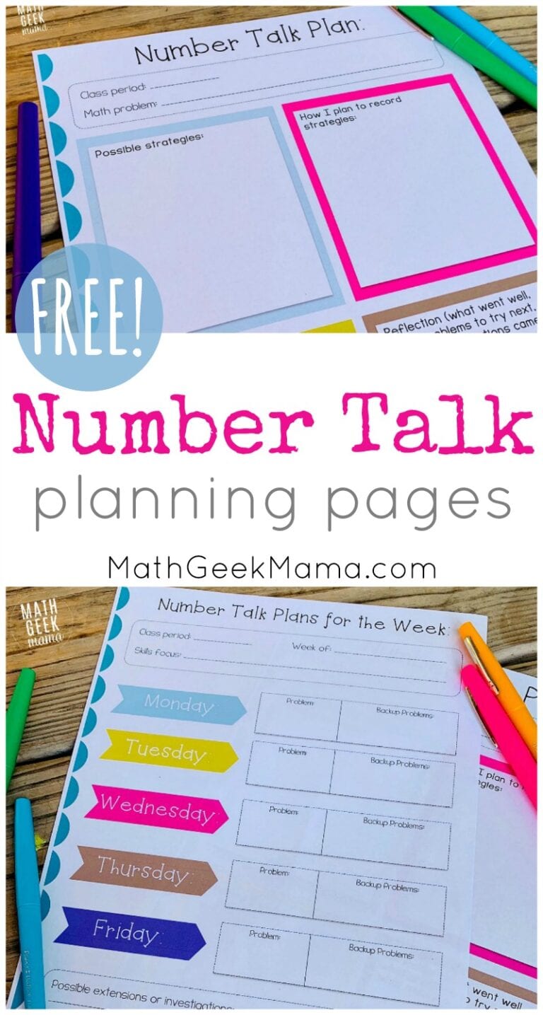 {FREE} Number Talk Planning Pages
