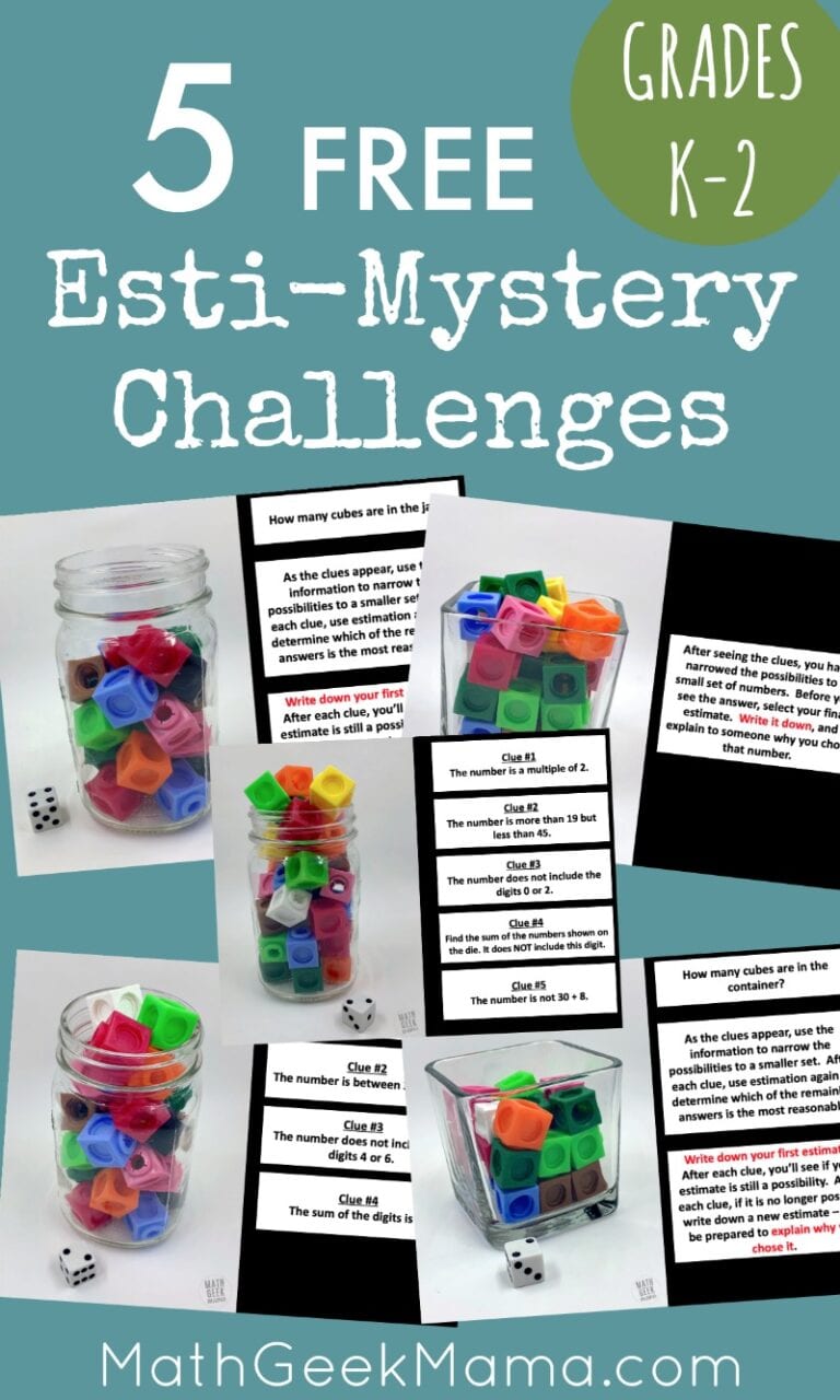 FREE Esti-Mystery Challenges for Grades K-2 | Math Geek Mama