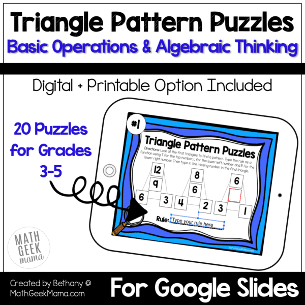 Puzzle Pattern Challenge Pattern Puzzles to Build Algebraic Thinking | DIGITAL Puzzles for 3rd-5th