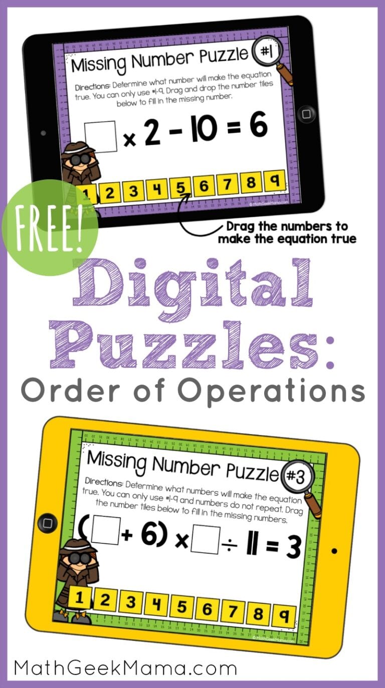 Digital Order of Operations Puzzles {FREE Download}