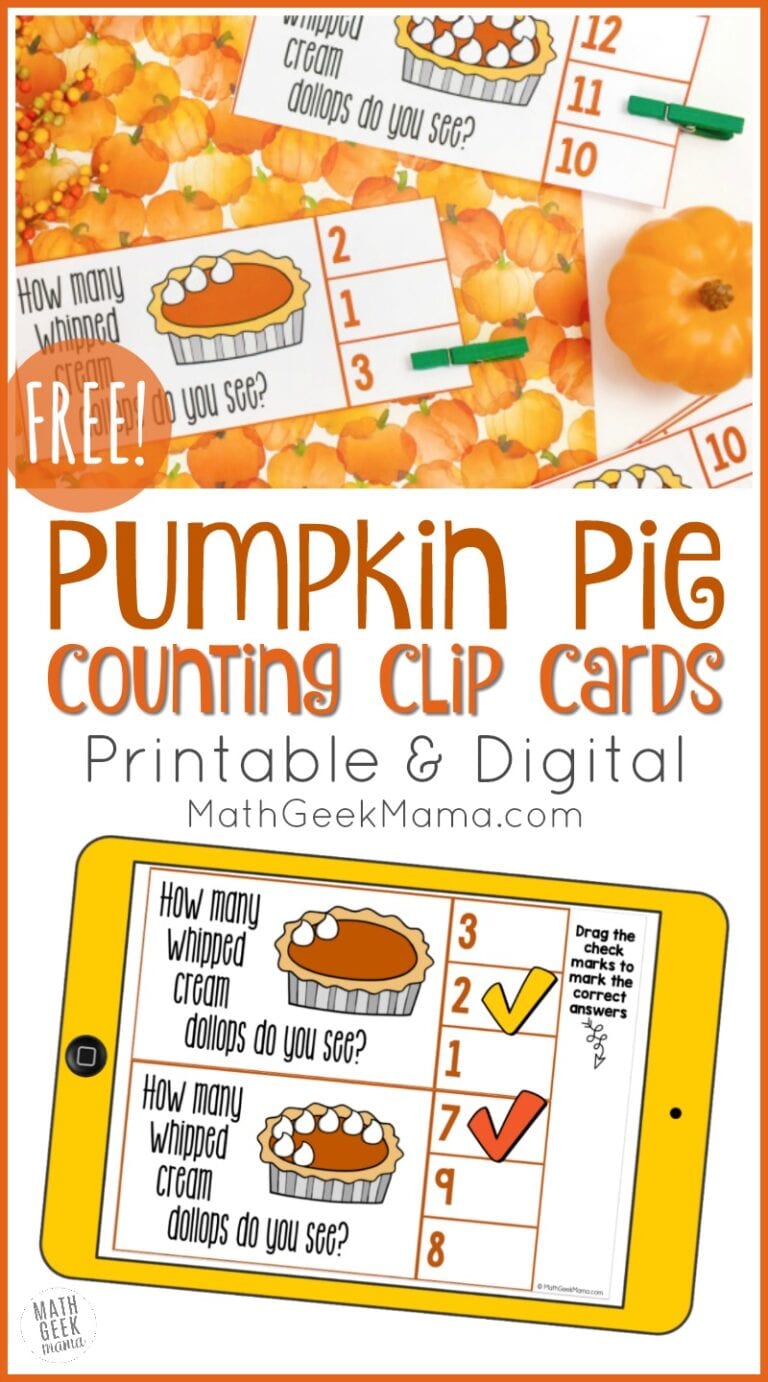 Pumpkin Pie Counting Cards | Printable + DIGITAL