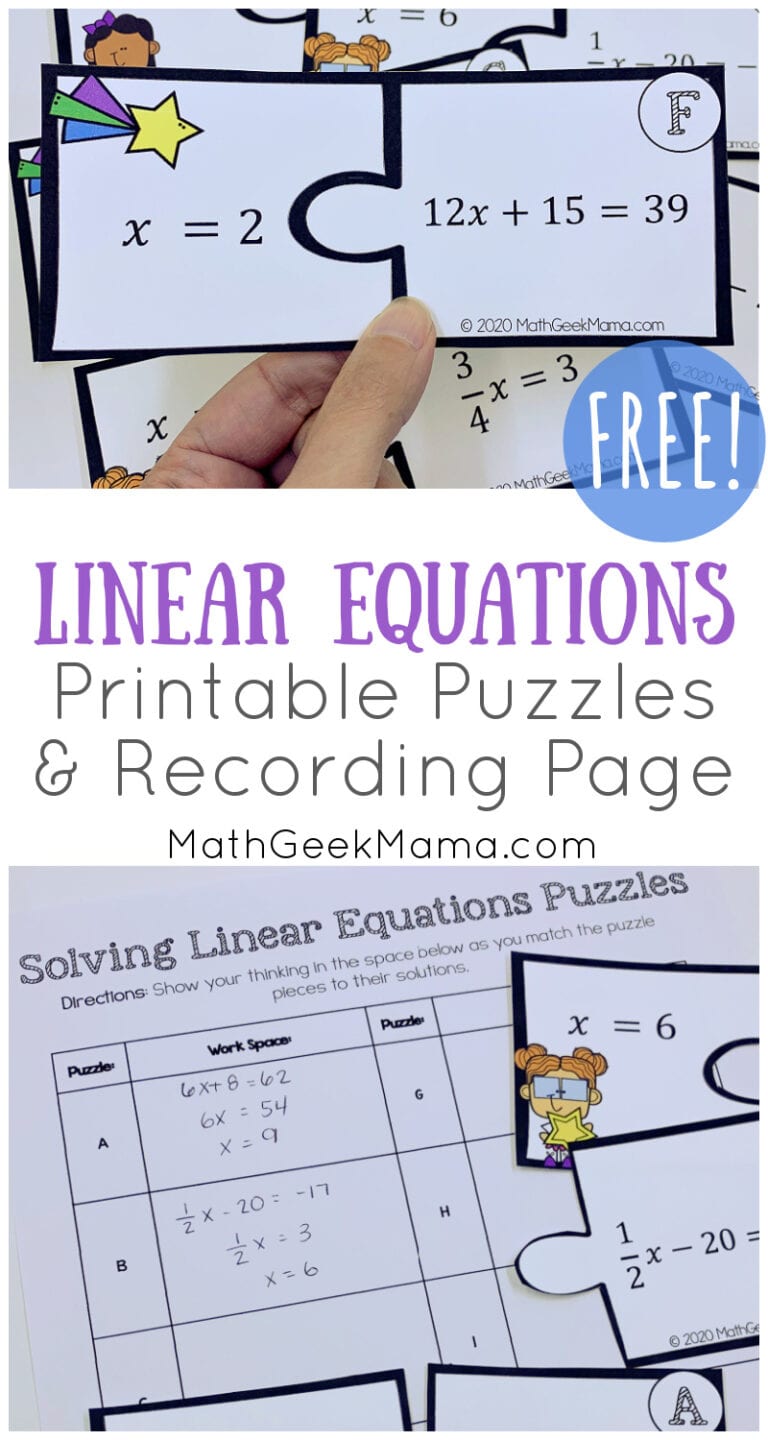 Linear Equations Puzzles: Free Practice Set