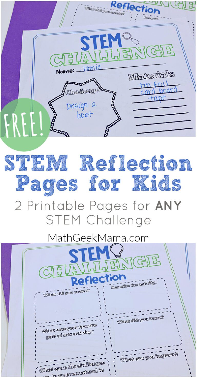 STEM Challenge Reflection Pages for Kids {FREE}