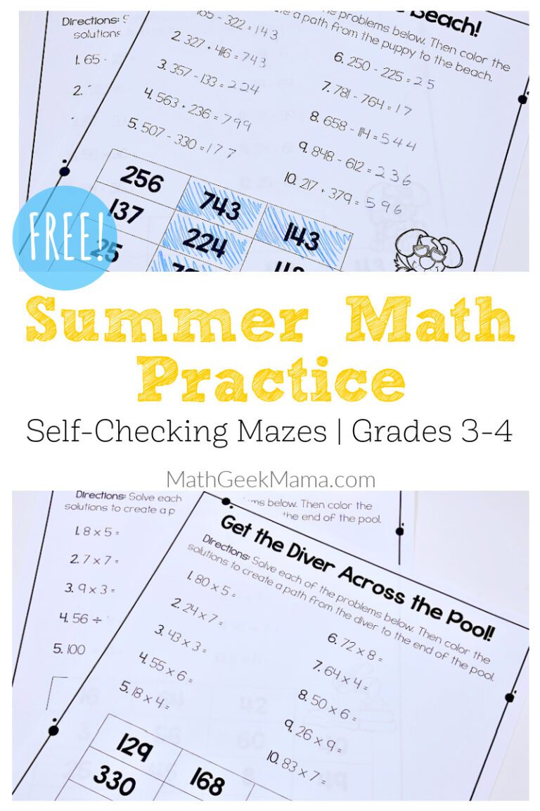 Summer Math Practice for 3rd-4th Grade
