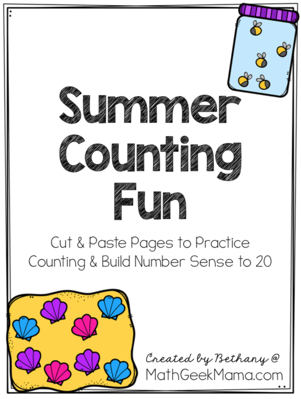 Summer Counting Worksheets: Cut & Paste Pages | Math Geek Mama