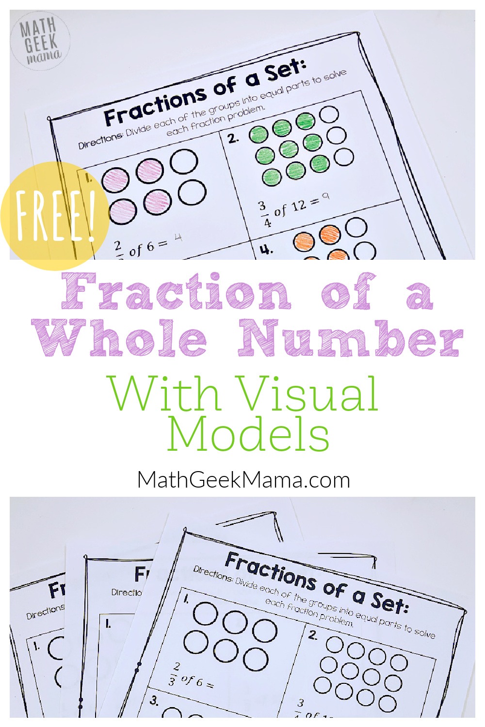 shuttle Magazijn hoofdstad FREE} Fraction of a Whole Number Worksheets | Visual Models