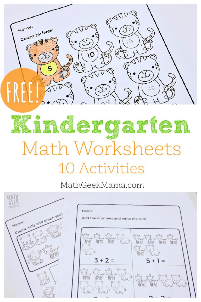 {FREE} Kindergarten Math Worksheets | Multiple Skills | Animal Theme