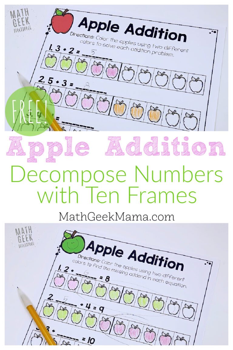 Apple Addition with Ten Frames – Decompose Numbers {FREE}