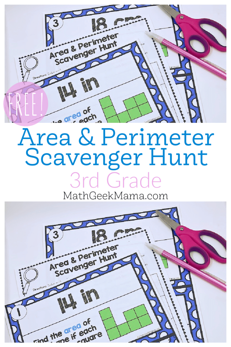 Area & Perimeter Practice for 3rd Grade – Scavenger Hunt Activity {FREE}